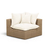 TOV Cali Performance Fabric & Wicker Outdoor Corner Chair, Cream / Brown option, image 1