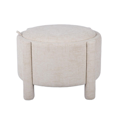 TOV Bellamy Railroad Chenille Storage Stool With Reversible Tray Top, Cream option, image 1