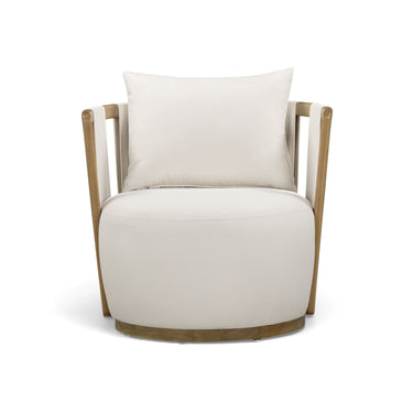 TOV Paolo Cream Upcycled Basketweave Fabric Outdoor Accent Chair, image 2