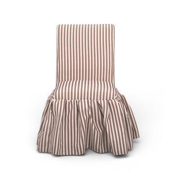 TOV Gertrude Striped Performance Linen Skirted Dining Chair, Brown option, image 1