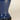 Close-up of midnight blue glazed ceramic and black base on Elijah table lamp