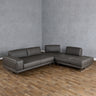 Lamod Italia Mood Italian Grey Leather Right Facing Sectional Sofa