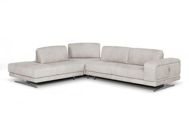 Lamod Italia Mood Light Grey Leather Left Facing Sectional Sofa