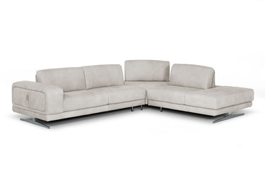 Lamod Italia Mood Light Grey Leather Right Facing Sectional Sofa