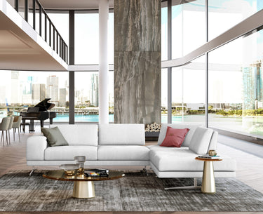 Lamod Italia Mood Italian White Leather Right Facing Sectional Sofa