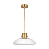 Morgan 16" mid-century modern brass LED pendant light with clear Italian glass by Visual Comfort