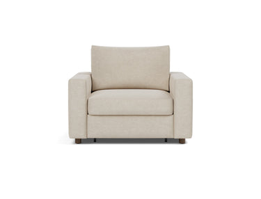 Neah sleeper upholstered in Phobos Latte, studio shot