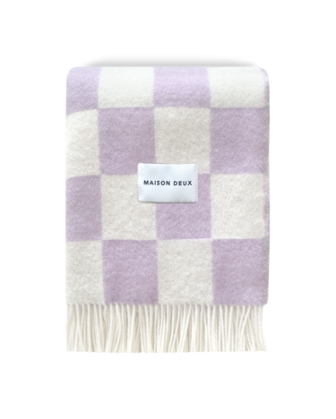 Lilac & White Checkerboard Blanket by Maison Deux, photo 1