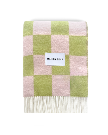 Kiwi & Pink Checkerboard Blanket by Maison Deux, photo 1