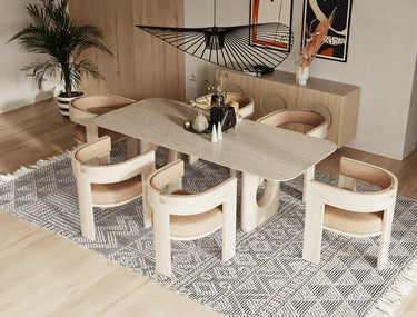 Nova Domus Osaka Faux Marble Natural Ash Dining Table