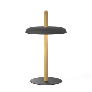Oak, Black Nivél Cordless Table Lamp by Pablo Designs, studio photo