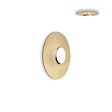 18", Polished Aluminum with Oak Sky Dome Flush Wood by Pablo Designs, studio photo