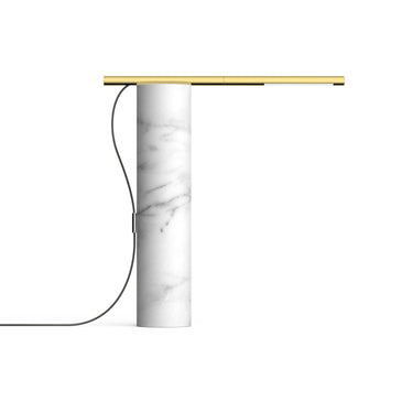 White Carrara Marble Brass T.O Marble Table Lamp by Pablo Designs, studio photo
