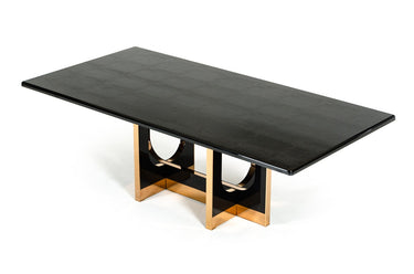AX Padua Large Black Crocodile & Rosegold Dining Table