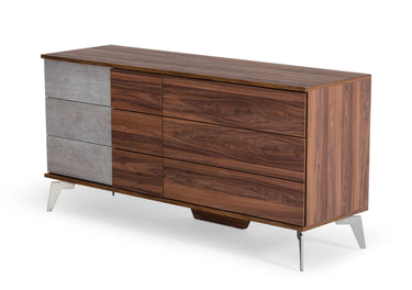 Nova Domus Palermo Italian Faux Concrete & Walnut Dresser