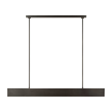 Dark bronze 54-inch modern linear chandelier with integrated LED for dining room.
