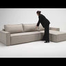 Video showcasing the Newilla Reversible Lounger Sleeper Sofa With Arms by Innovation Living with full-size bed conversion and hidden storage features