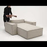 How-to video showing the Newilla deep seat lounger chair with storage and wide arms by Innovation Living, including setup and functionality