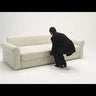 Video demonstration of the Vilander Modern Convertible Sofa With Roll Arms by Innovation Living showing full-size sleeper sofa transformation