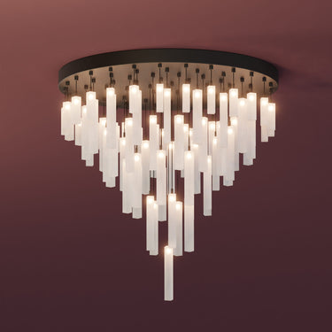 Graypants Loci Geo LED chandelier with black canopy, studio view