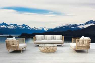 Renava Bombay Beige & Wicker Outdoor Sofa Set