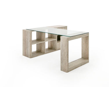 Nova Domus Roma Glass Faux Travertine Reversible Desk