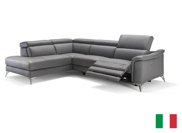 Lamod Italia Monte Carlo Italian Grey Leather LAF Sectional Sofa