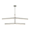 Linea 56in Two-Tier Chandelier in Antique Nickel by Visual Comfort, modern alabaster LED lighting for dining room.