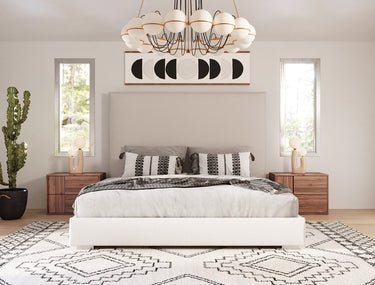 Nova Domus Sogno Italian Beige Fabric High Headboard Eastern King Bed