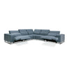 Lamod Italia Sorrento Italian Steel Blue Leather Sectional with 2 Recliners