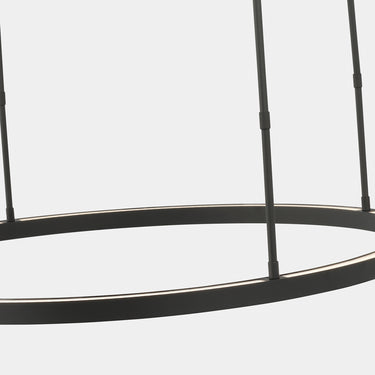 Visual Comfort Stagger Chandelier 30in width, Nightshade Black finish, showcasing integrated dimmable LED lighting.
