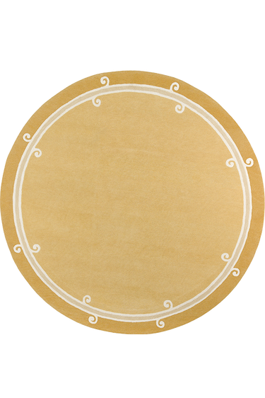 Syracuse Round wool rug in Yellow, full view