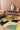 Jazzy wool rug, styled in a room