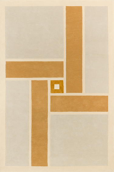 Vintage wool rug in Beige, full view