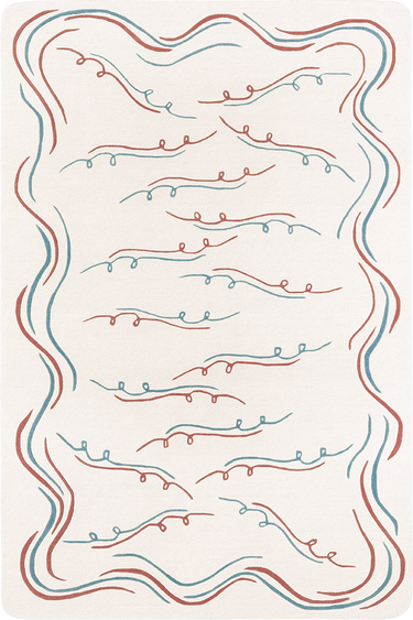 Nazaré wool rug in White and Blue, full view