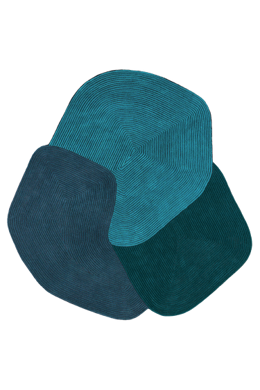 Tumulus wool rug in Blue, full view