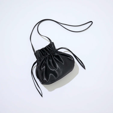 Shiny Shell Drawstring Bag, Black — Mate Mono, view 1