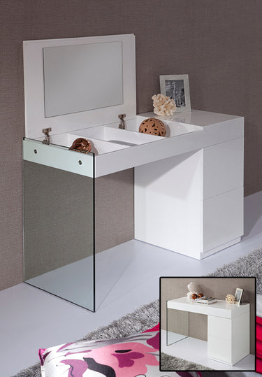 Sleek White Floating Vanity with Mirror and Storage - Volare Collection