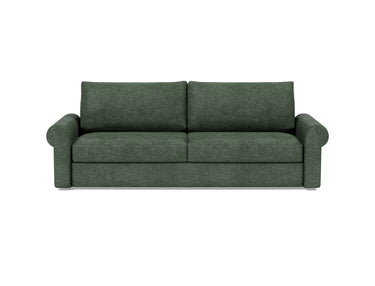 Vilander sleeper upholstered in Avella Pine Green, studio shot
