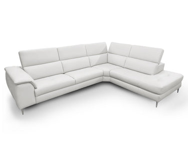 Lamod Italia Viola Italian Grey Leather Right Facing Sectional Sofa