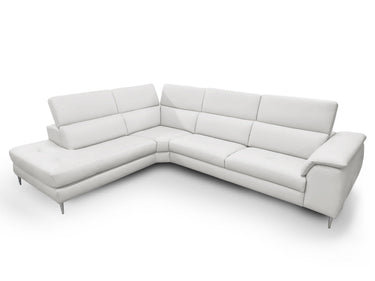 Lamod Italia Viola Italian Grey Leather Left Facing Sectional Sofa