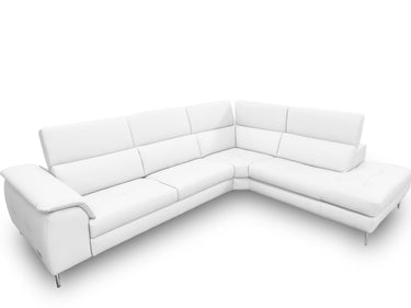 Lamod Italia Viola Italian White Leather Right Facing Sectional Sofa