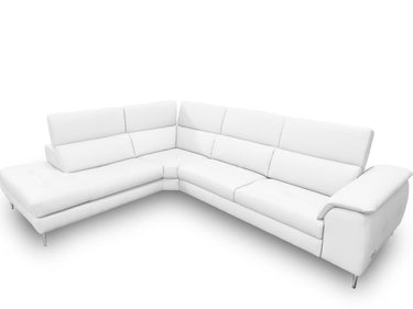 Lamod Italia Viola Italian White Leather Left Facing Sectional Sofa