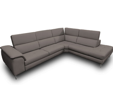 Lamod Italia Viola Italian Grey Leather Right Facing Sectional Sofa