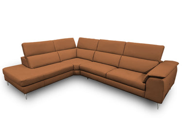 Lamod Italia Viola Italian Cognac Leather Left Facing Sectional Sofa