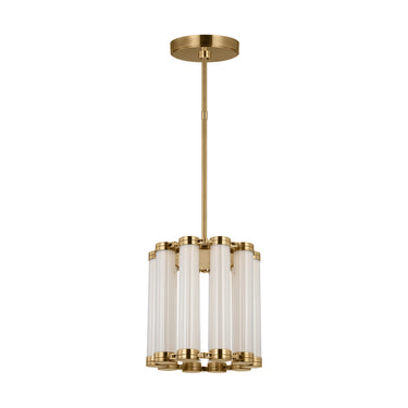 Alo Medium Fluted Glass LED Pendant Light by Visual Comfort Modern over dining table