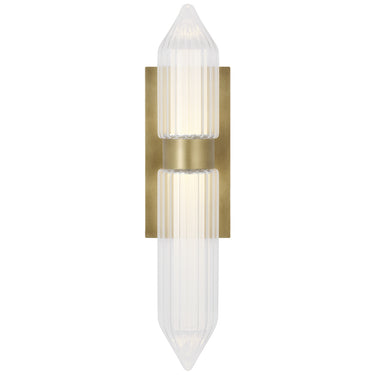Visual Comfort Langston 18 inch crystal LED wall sconce for luxury bathroom lighting Brass finish