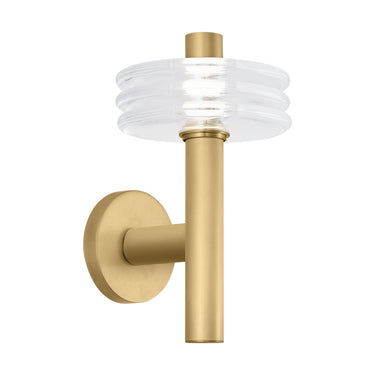 Laurel 14 inch LED wall sconce in natural brass with Italian crystal disk by Kelly Wearstler for Visual Comfort