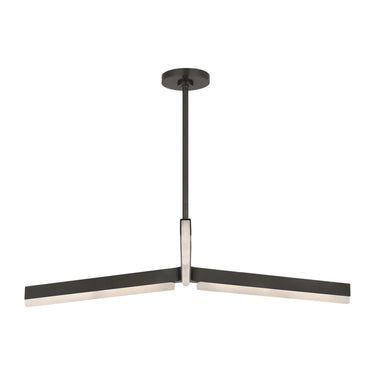 Linea 42 inch LED chandelier by Kelly Wearstler, modern alabaster and bronze finish.