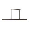 Linea 60-inch LED linear chandelier in bronze finish with natural alabaster shades, ideal for modern dining rooms.